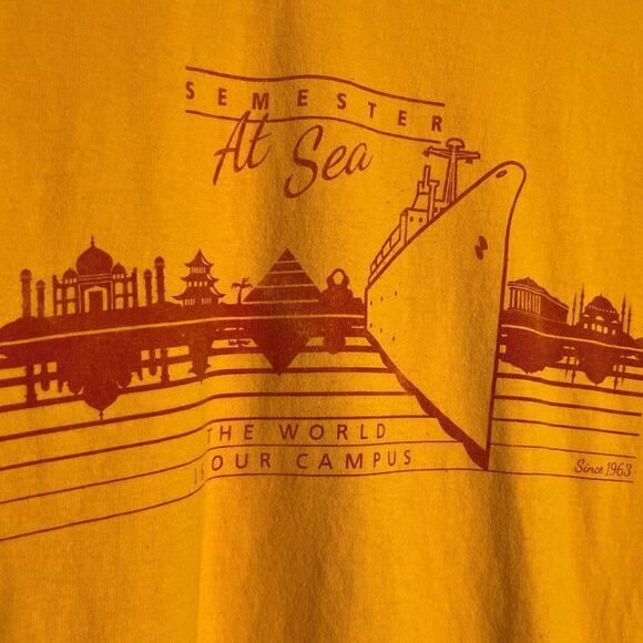 C Port and Company Short Sleeve Graphic Tee Yellow and Red Small - Picture 3 of 5